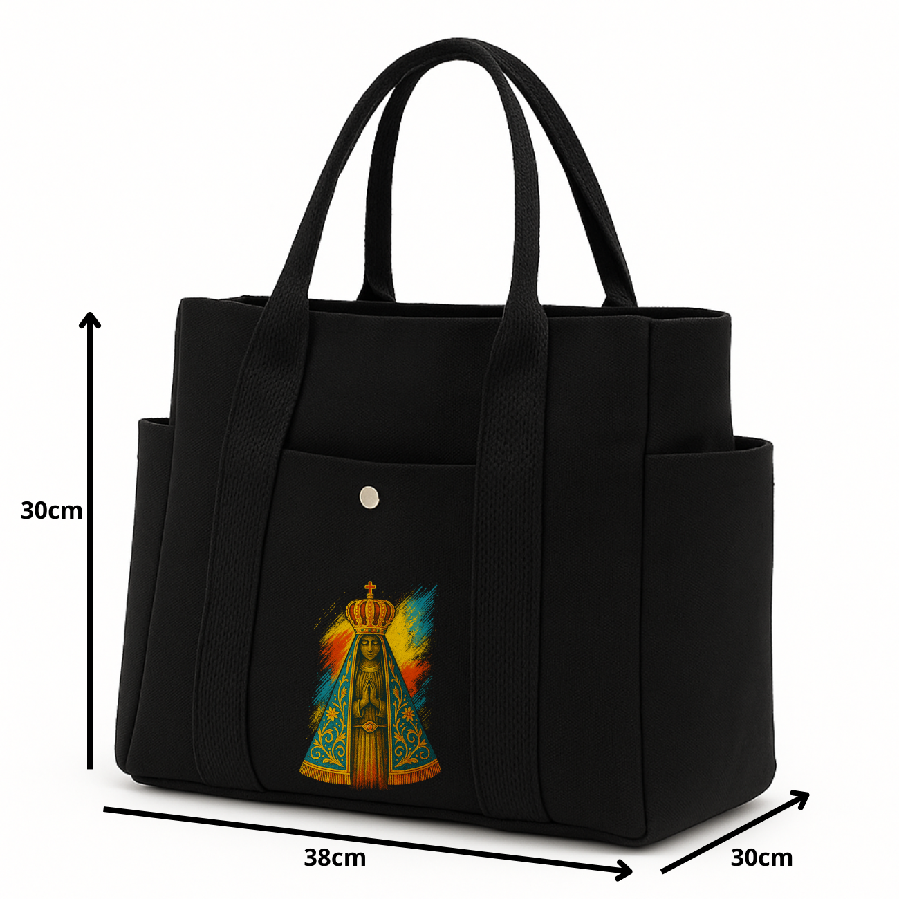 Bolsa Sacola De Algodão Cru Nossa Senhora Aparecida Com Zíper