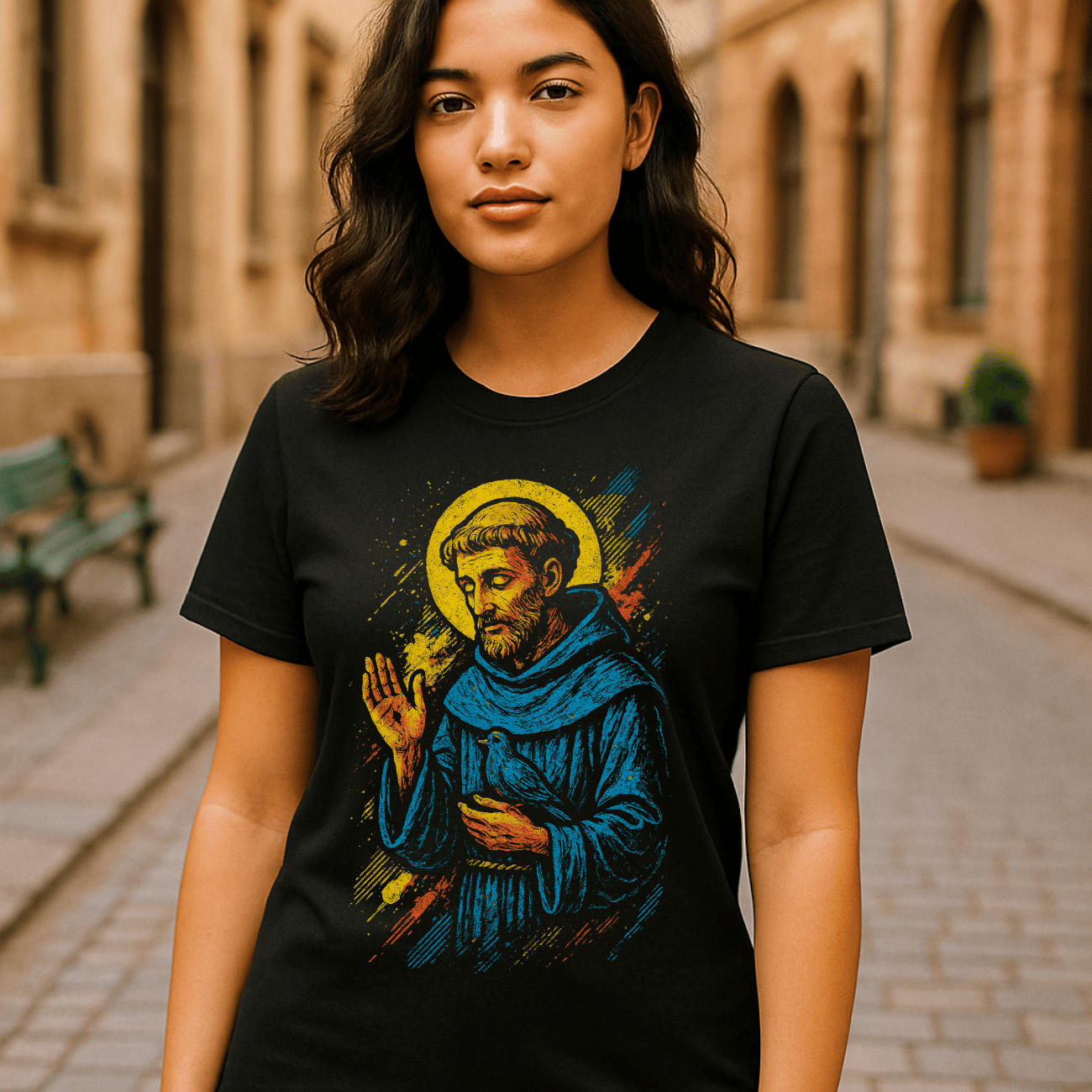 Camiseta Feminina Algodão São Francisco De Assis Casual