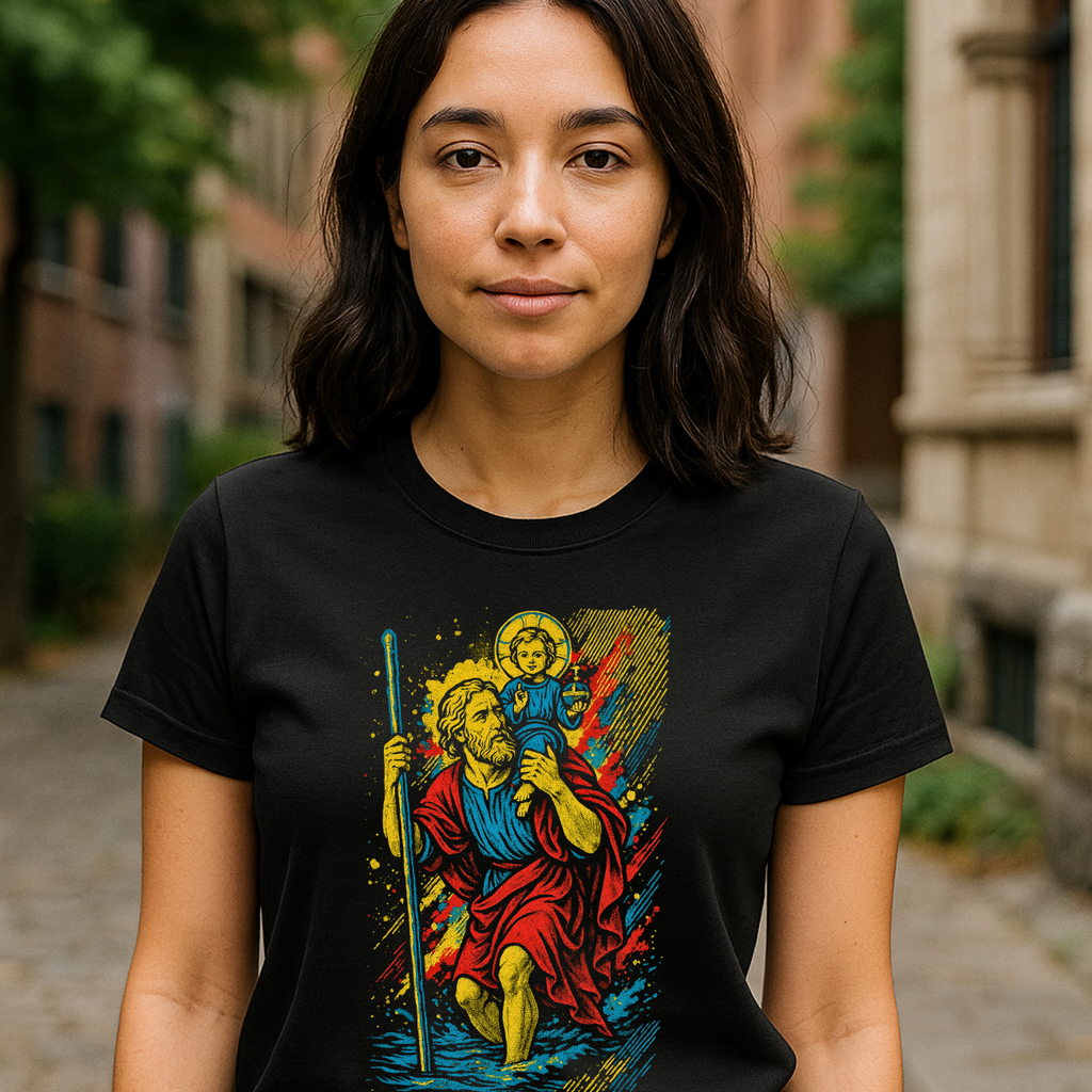 Camiseta Feminina Básica Algodão São Cristóvão Proteção