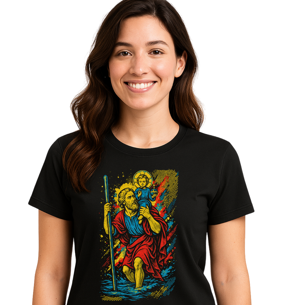 Camiseta Feminina Básica Algodão São Cristóvão Proteção