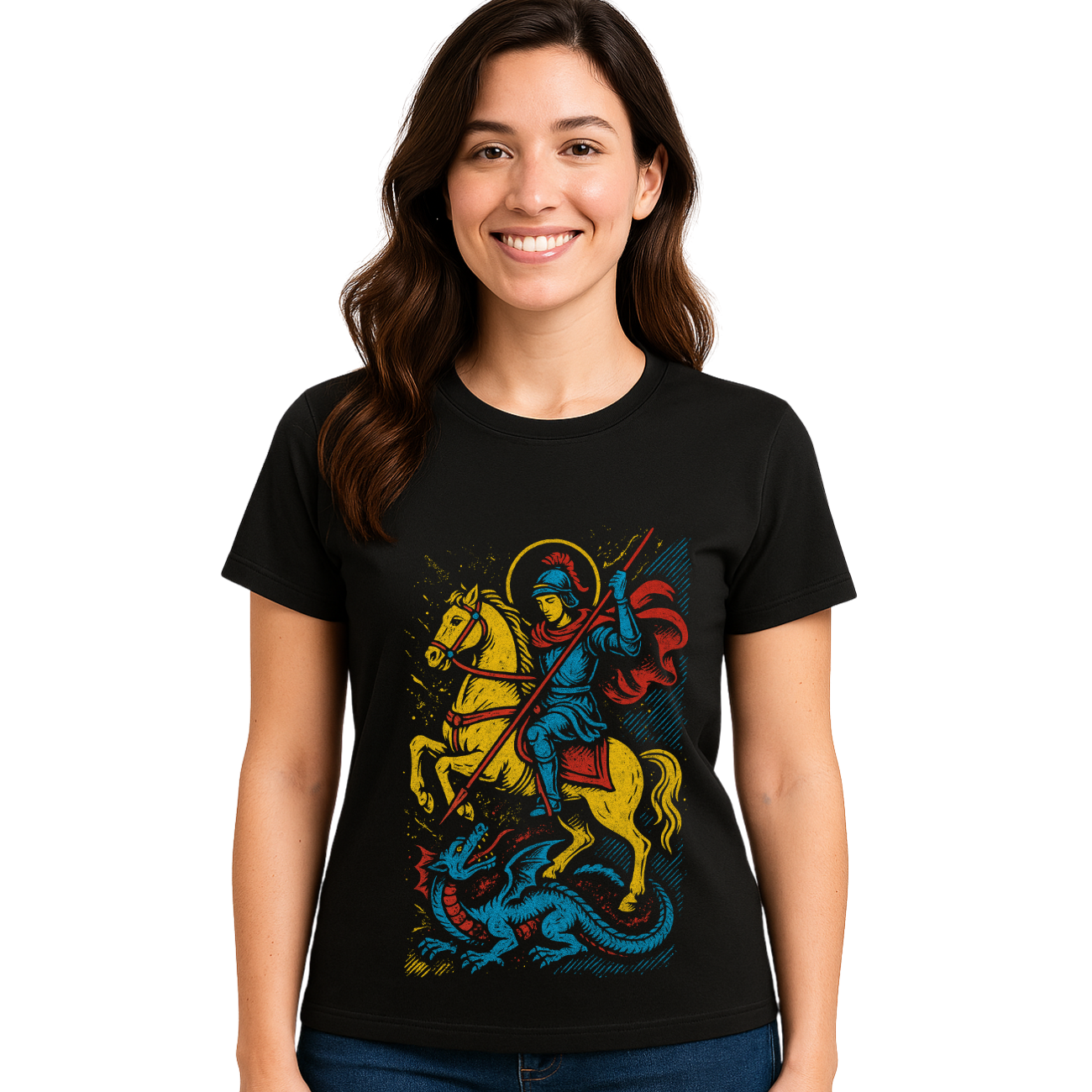 Camiseta Feminina Básica Algodão São Jorge