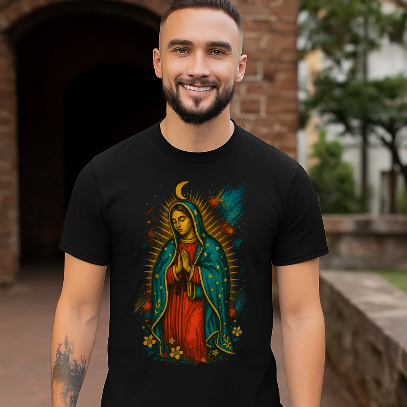Camiseta Masculina Algodão Nossa Senhora de Guadalupe Ato de Fé