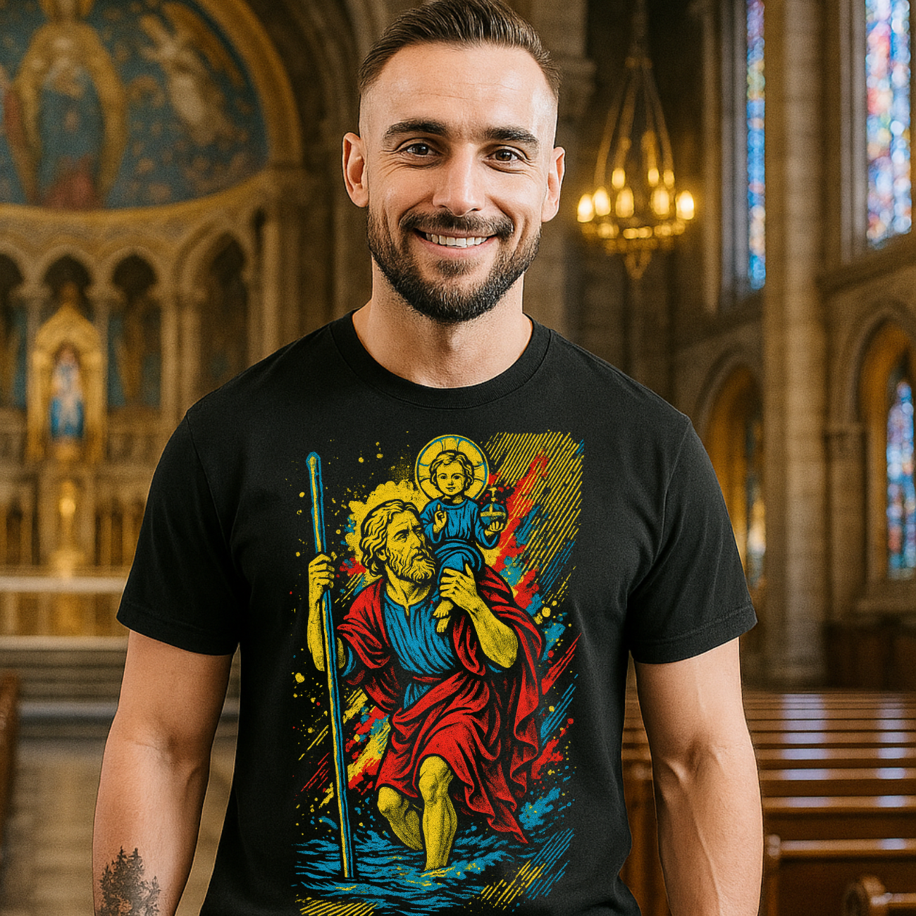 Camiseta Masculina Básica Algodão São Cristóvão