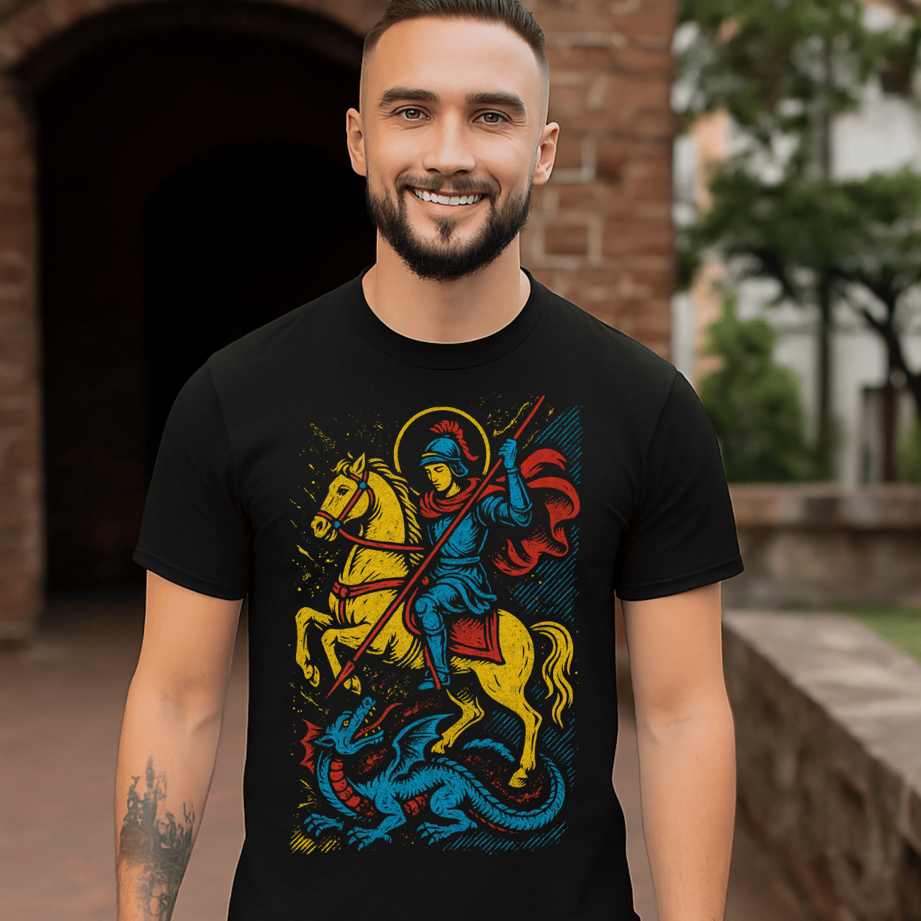 Camiseta Masculina Algodão São Jorge Proteção