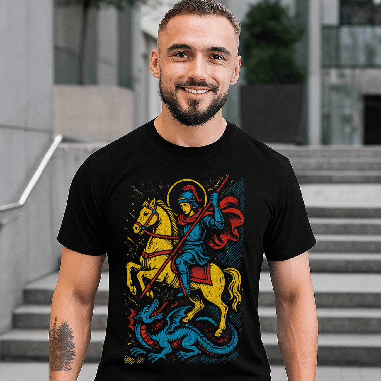 Camiseta Masculina Algodão São Jorge Proteção