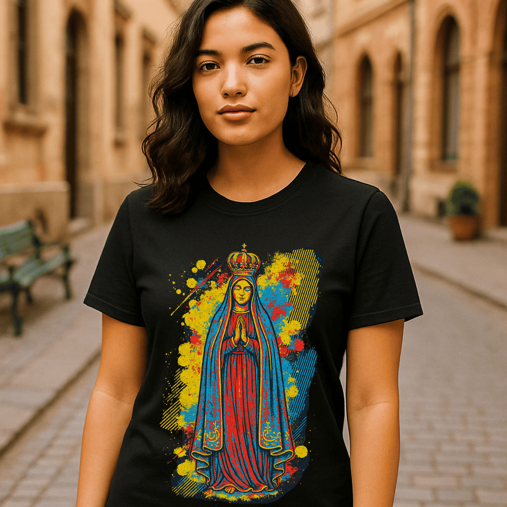 Camiseta Feminina Algodão Nossa Senhora De Fátima Fé Estilo