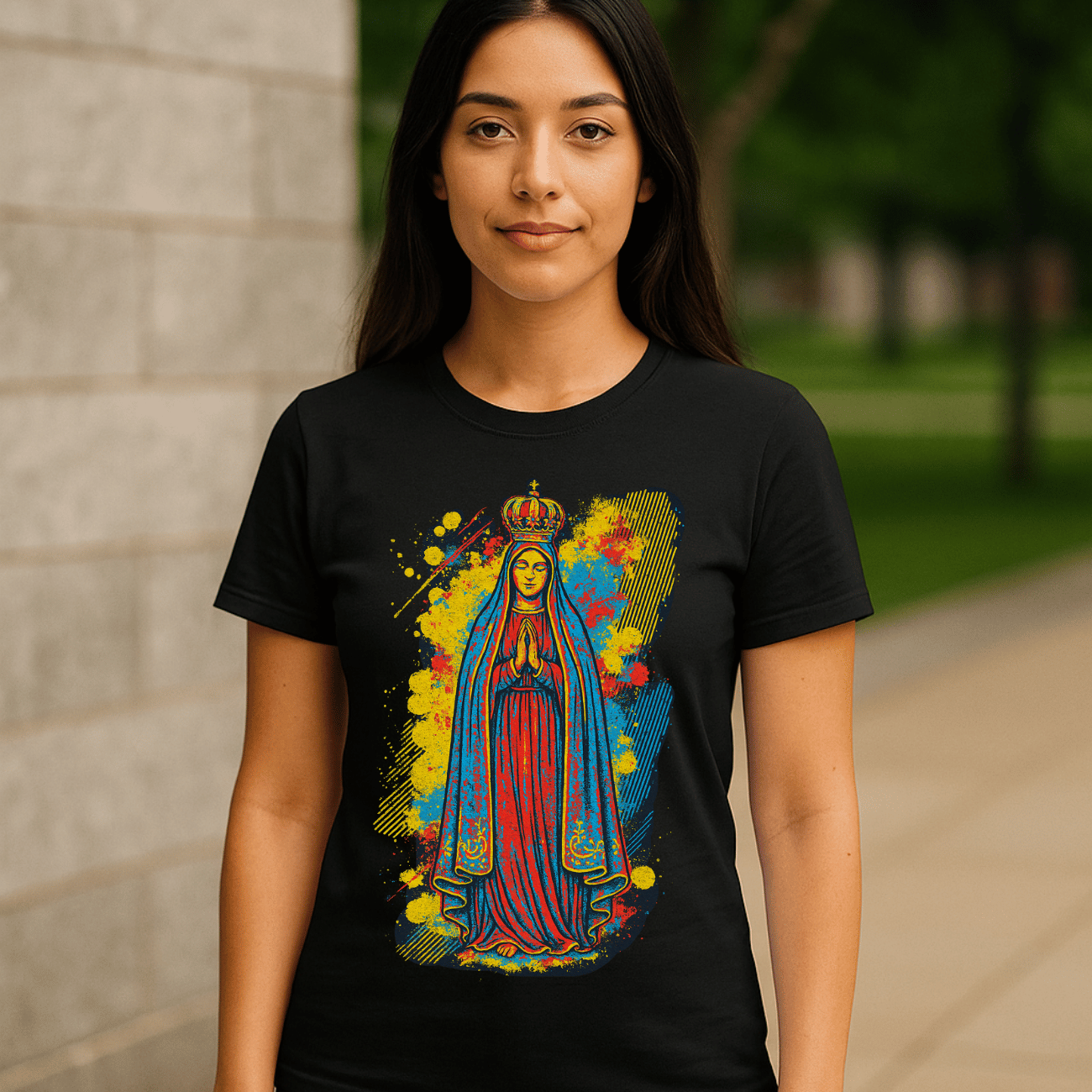 Camiseta Feminina Algodão Nossa Senhora De Fátima Fé Estilo