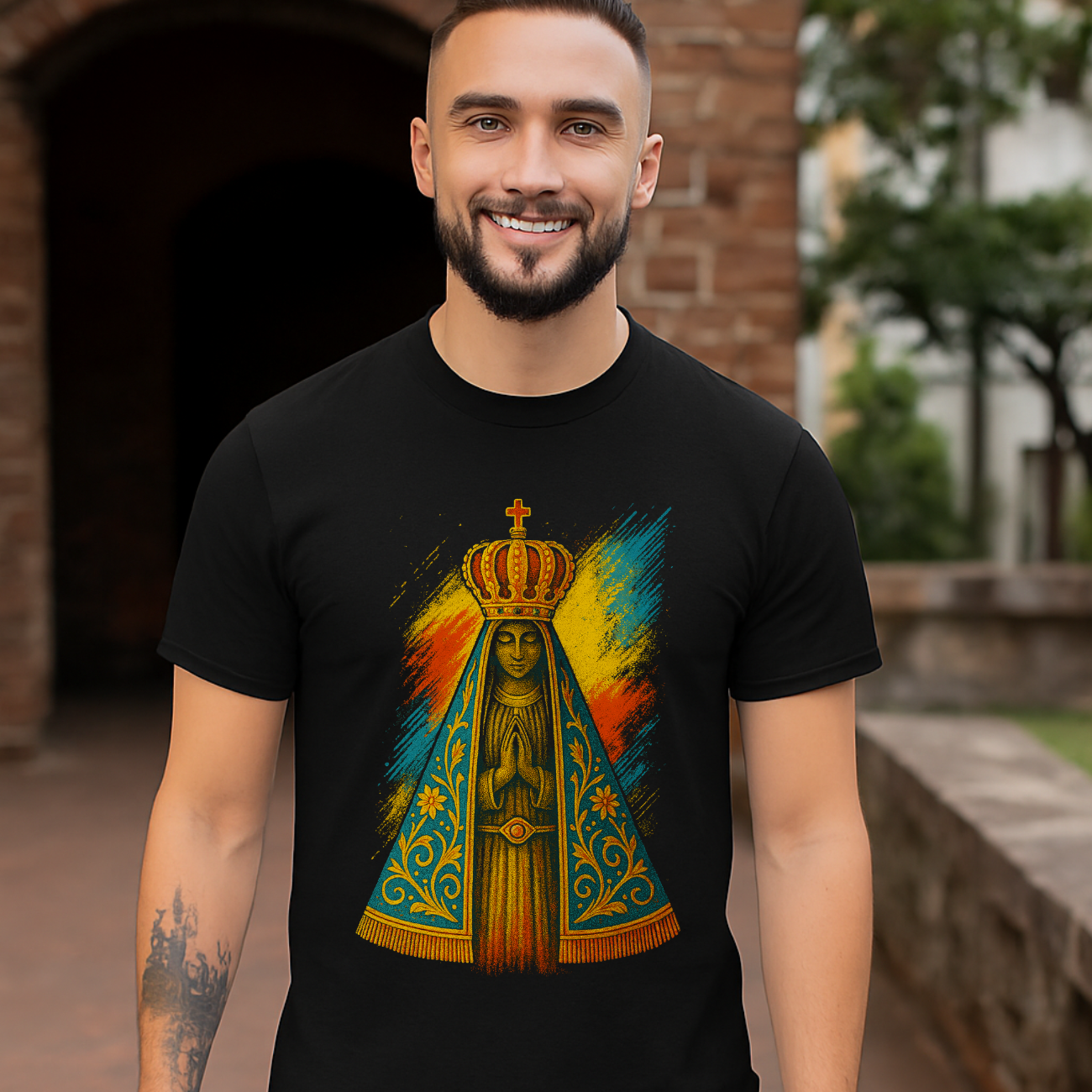 Camiseta Masculina Nossa Senhora Aparecida | Fé e Proteção
