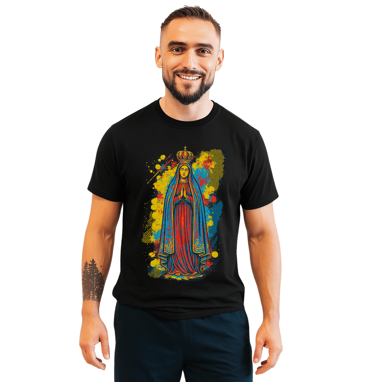 Camiseta Masculina Algodão Básica Nossa Senhora De Fátima