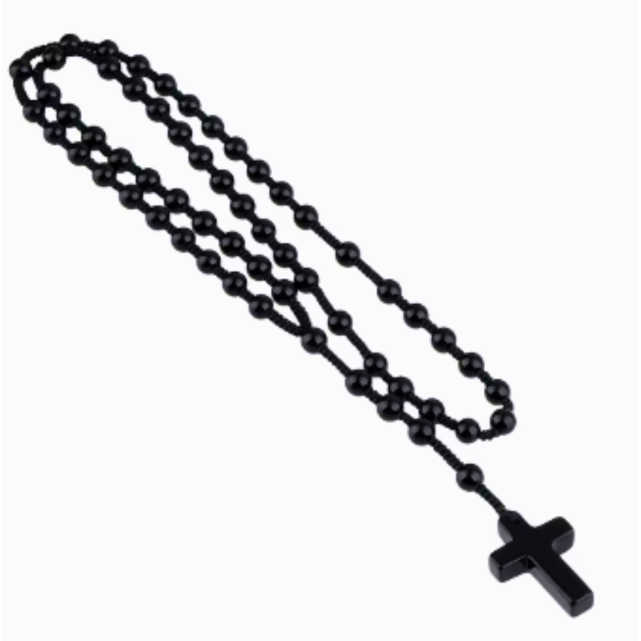 Terço De Pedra Ágata Negra Proteção E Fé Em Cada Conta